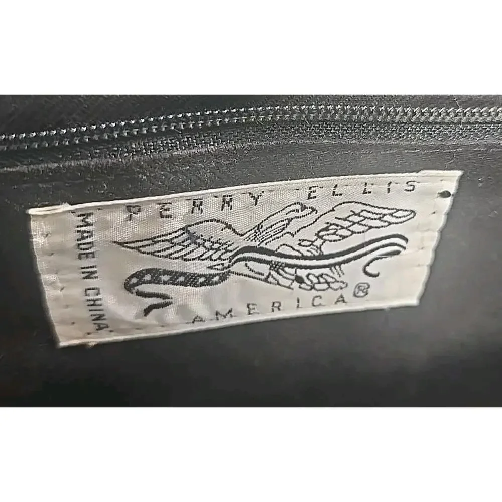 America Perry Ellis Black Textured Crossbody Shoulder Bag Clutch Vintage